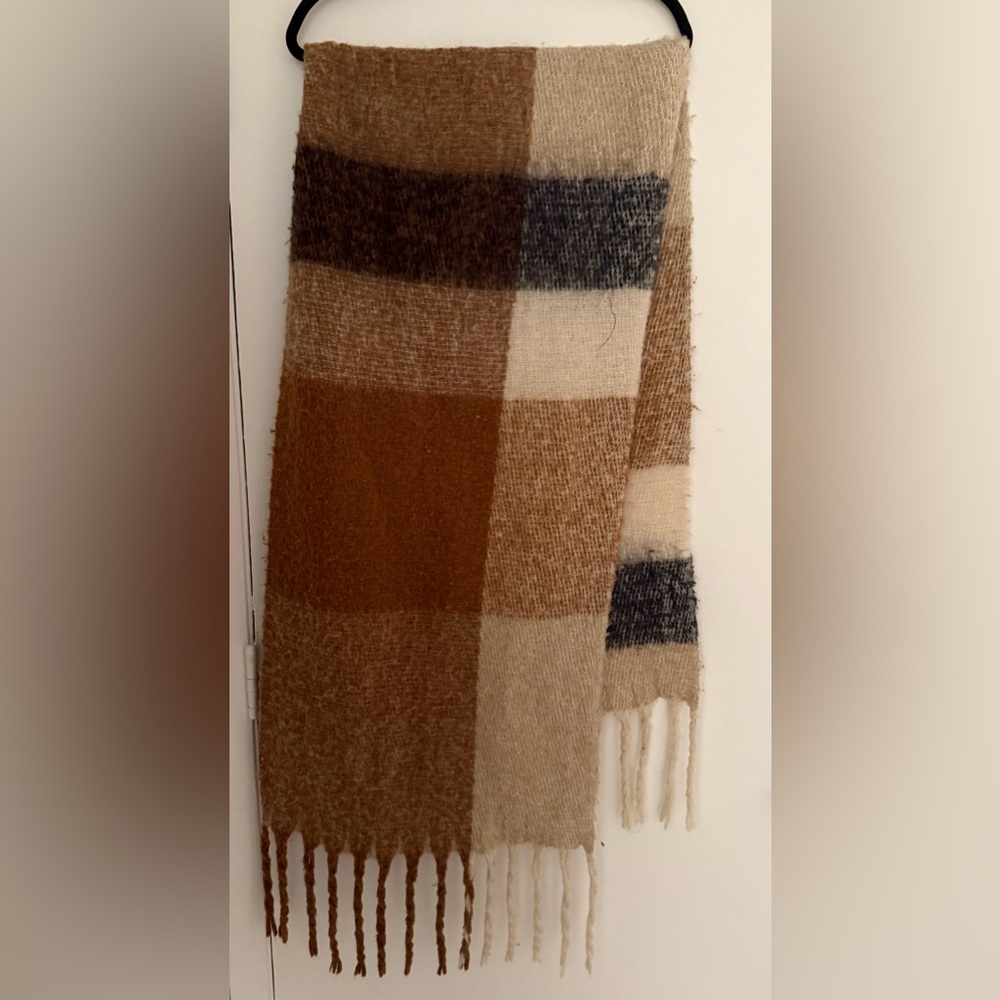 Tan, Brown, Cream, and Black Winter Scarf